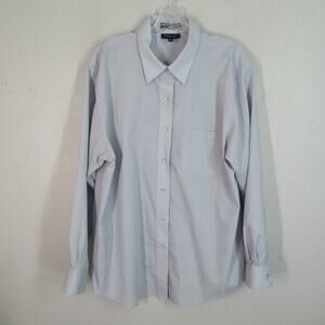 Foxcroft Silver Gray Top 18 Non Iron Stretch 3/4 Sleeve Button Front